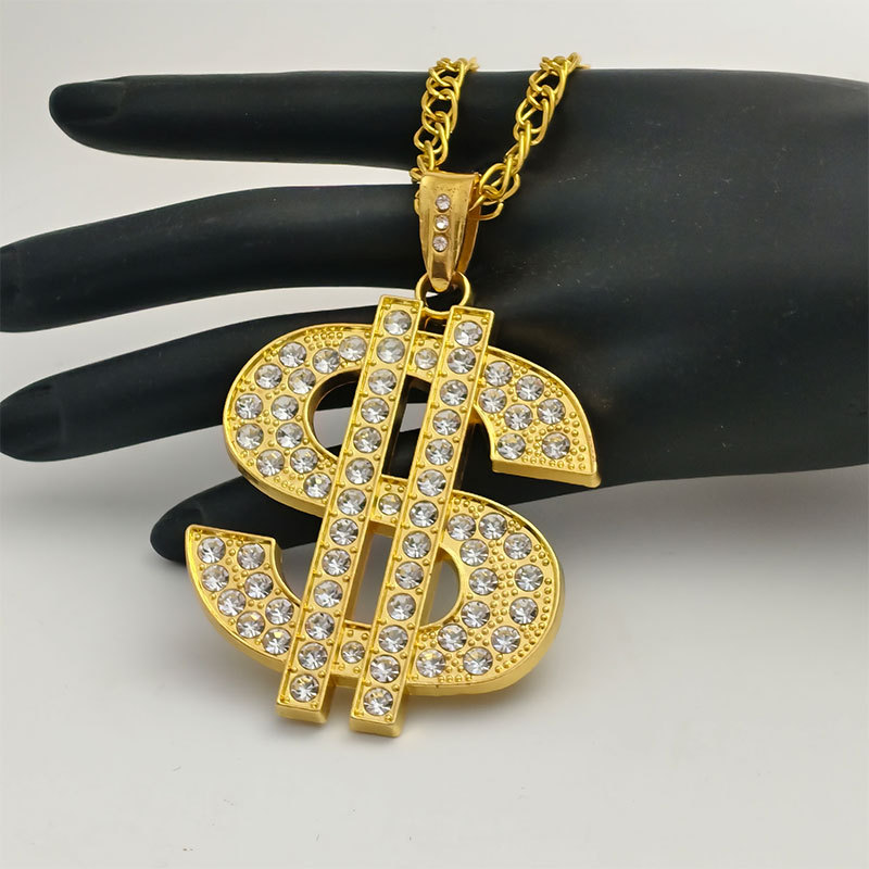 Hip-hop dollar full diamond pendant ring necklace pendant accessories