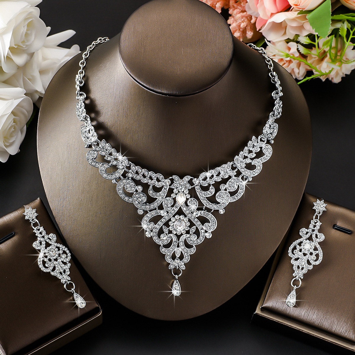 Collection】 Elegant Jewelry Set Bride Wedding Evening Dress Party Accessories