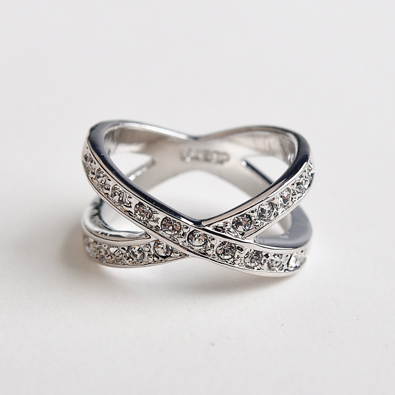 Korean Japanese Simple Diamond Cross Ring Fresh Women Ring Finger Ring