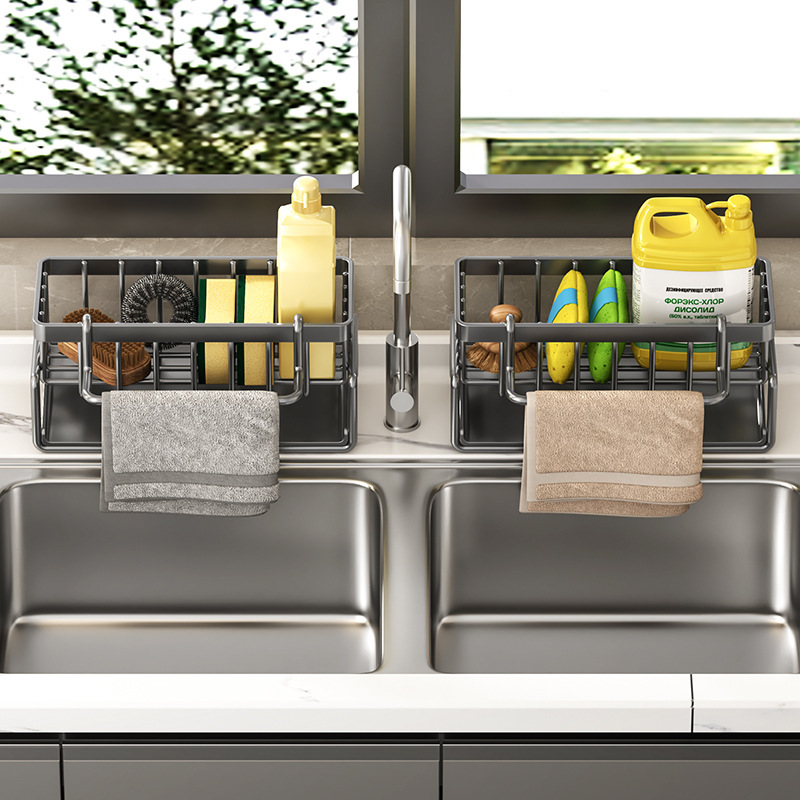 Kitchen sink storage rack household countertop drain rack sponge scouring pad dishcloth rack storage bowl rack