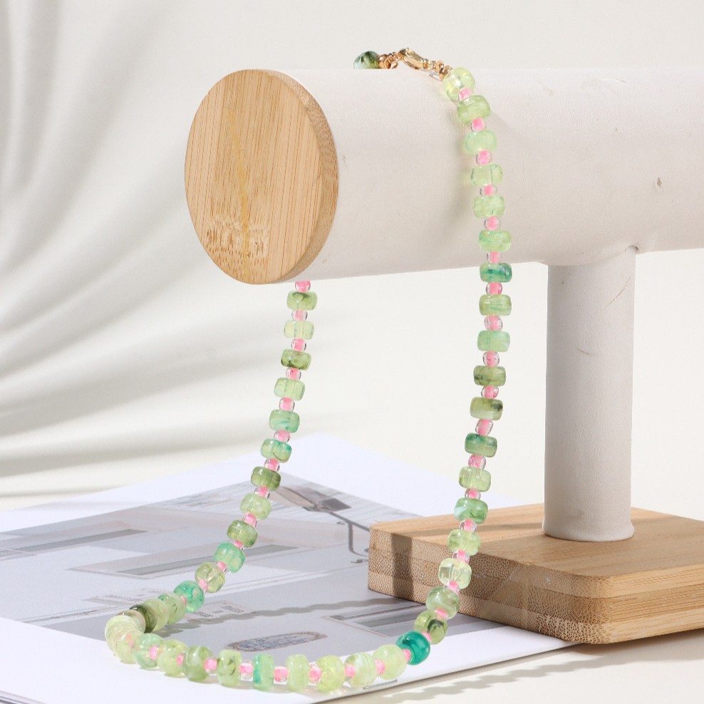 Colorful Natural Stone Abacus Bead Candy Color Round Bead Beaded Necklace
