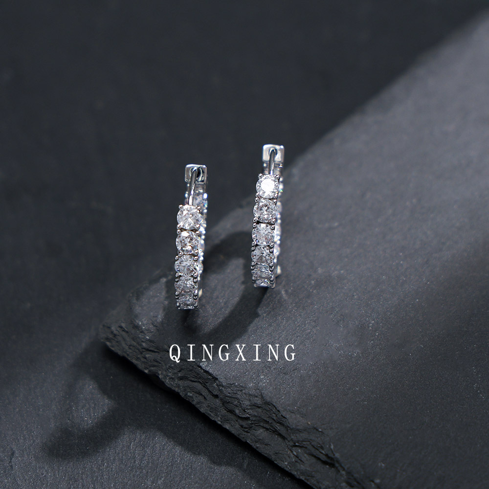 Red Corundum Spinel Zirconia Earrings Synthetic Colorful Gemstone Light Blue Topaz Circle Ear Cuff Women's