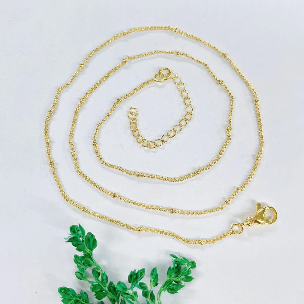 Copper plated real gold women's necklace water ripple chain side chain box chain O chain bead chain star chain live selling