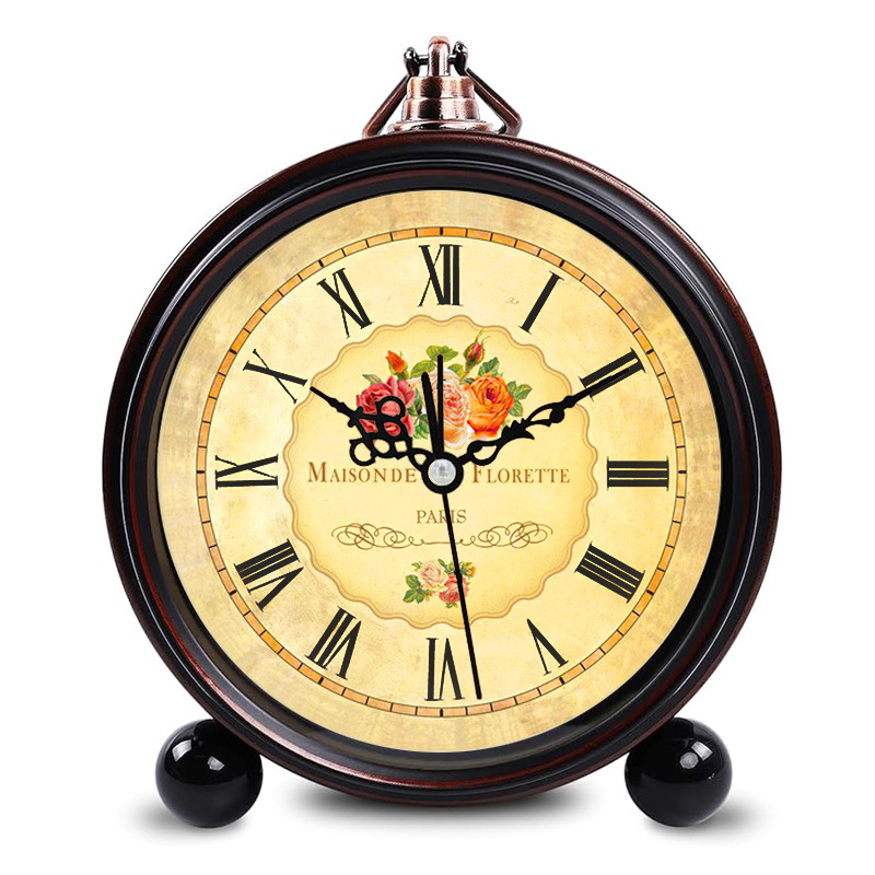 5.5-inch Metal Silent Alarm Clock European Style Student Silent Desk Clock