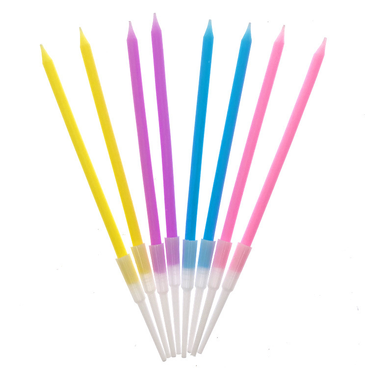 5ZW Long Rod Gold Silver Colorful Gold-Plated Pencil Birthday Candle Dessert Table Cake Baking Supplies 6 Pieces Box