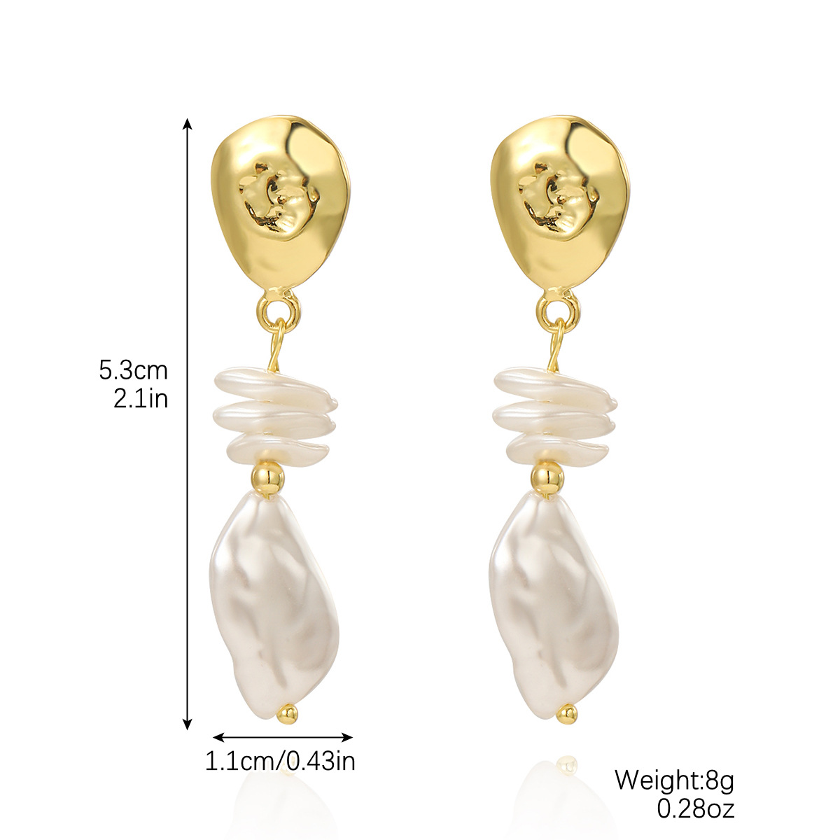 Exclusive long pearl earrings rhinestone irregular baroque pearl long earrings