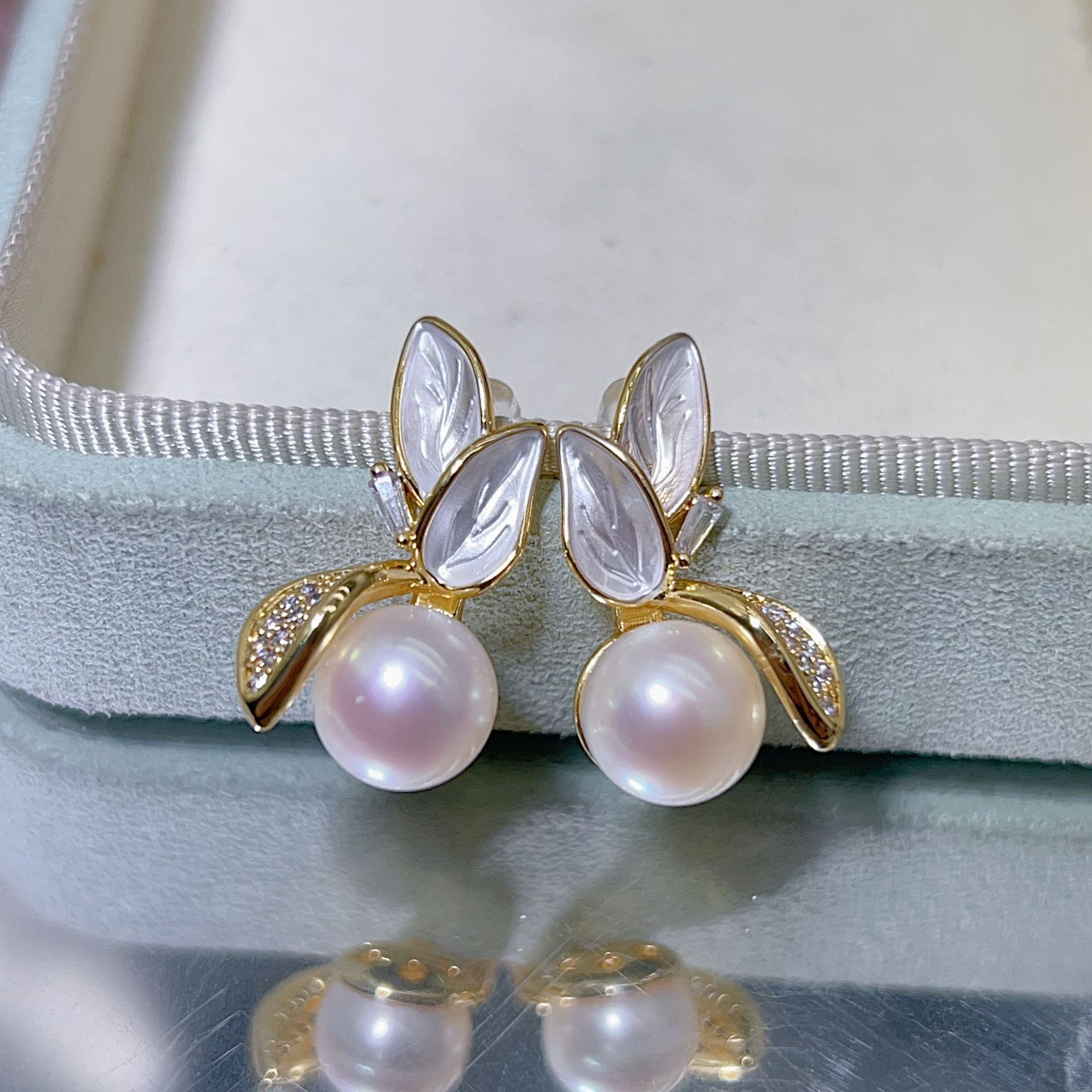 DIY Pearl Empty Mount Earring Accessories 18K Gold-Filled Copper Thick Gold Shell Earrings Semi-Finished Accessories