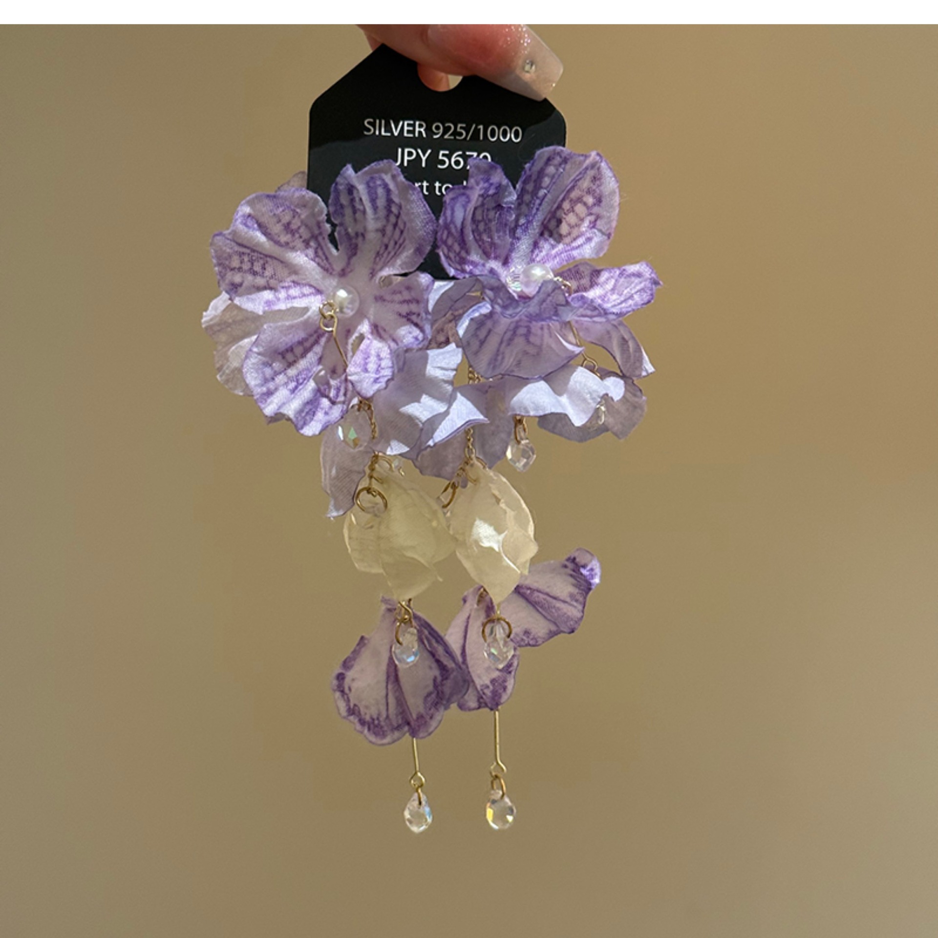 Youziqi Dream ~ summer purple flower tassel earrings 2025 new exaggerated seaside resort style ear accessories ear cuffs