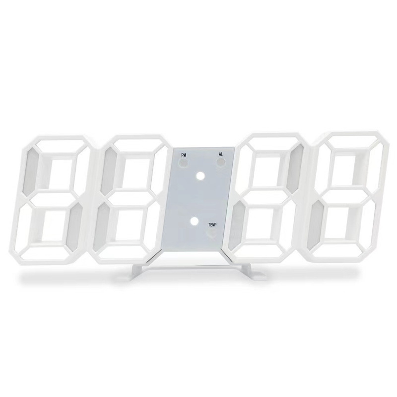 3D Digital Alarm Clock Home Desktop Clock Wall-Mounted Living Room LED Wall-Mounted Electronic Clock Wall Clock