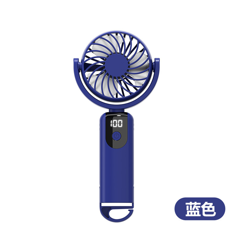 2026 Desktop Mini USB Rechargeable Handheld Fan Long-lasting Digital Display Hook Fan