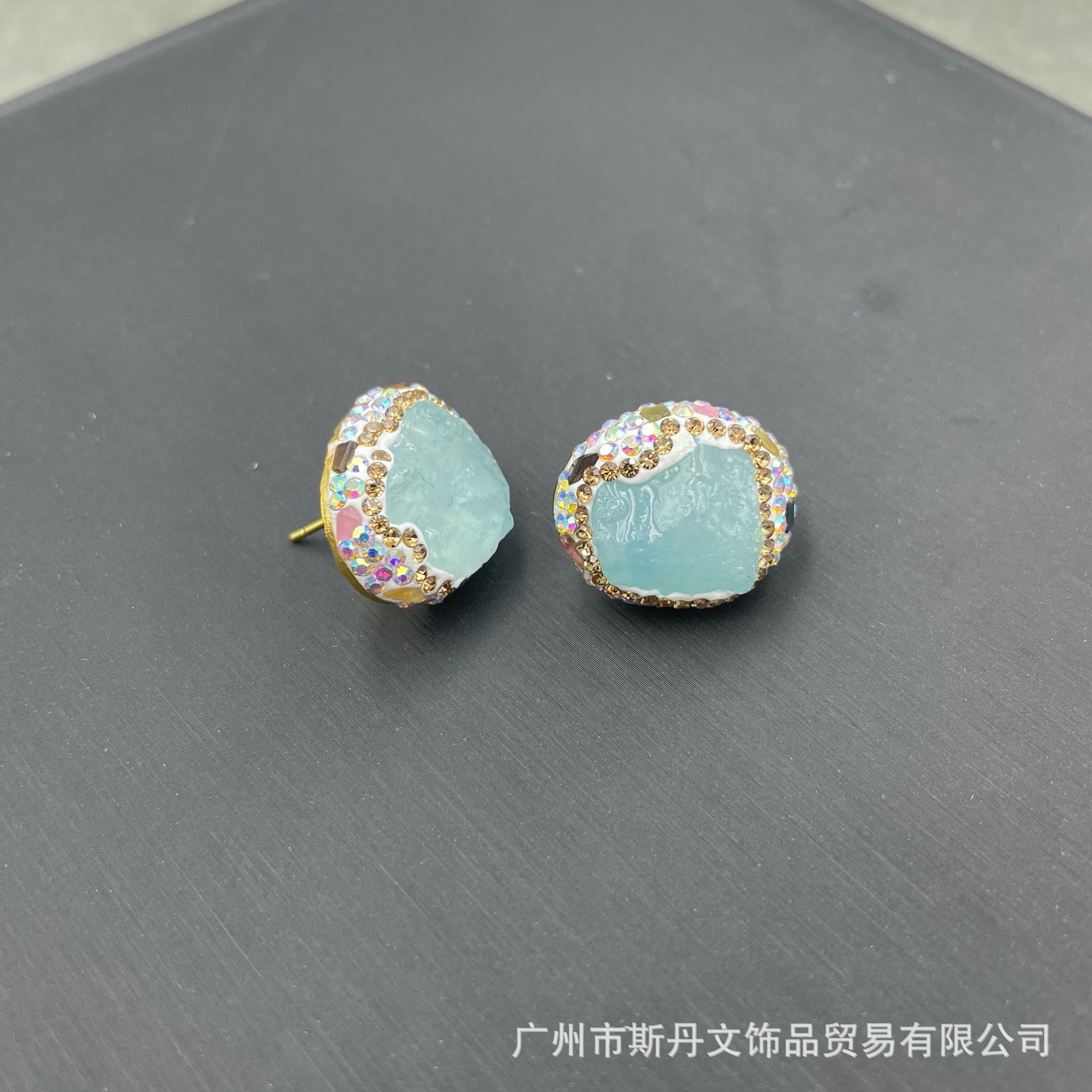 Natural Aquamarine Raw Stone Tourmaline Inlaid Set Niche Live Stream