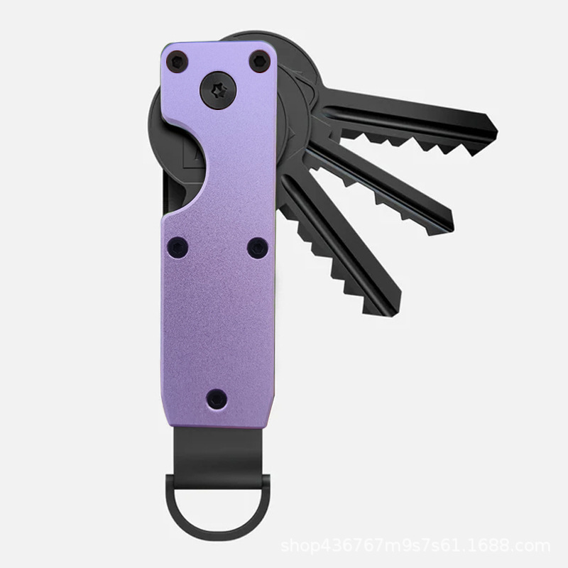 Aluminum Alloy Metal Key Ring Men's Large Capacity Car Key Organizer Multi-functional Key Ring