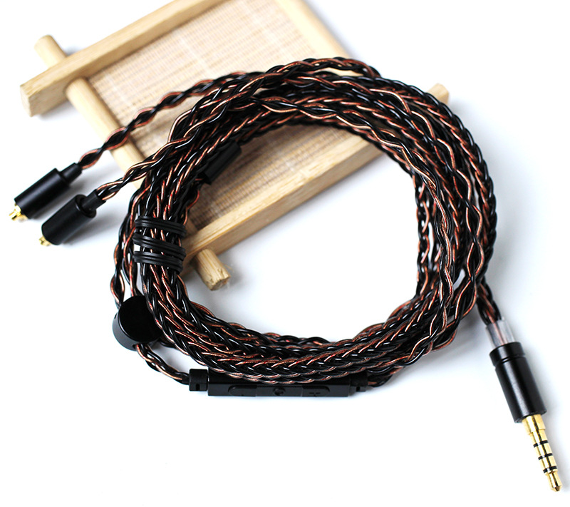 8-core MMCX Plug-in Headphone Cable with Mic Adjustable Volume DIY Headphone Upgrade Cable 3.5mm/Type-C