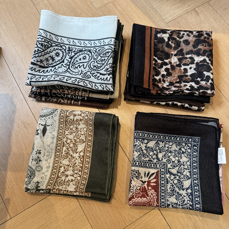 58cm cotton-linen small square scarf, fresh and breathable women's soft decorative small scarf, spring and summer scarf for women