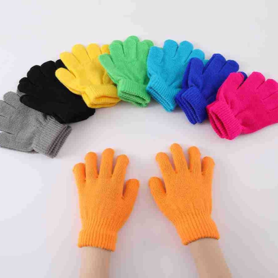 New Winter Knitted Children's Warm Gloves Macaron Warm Windproof Gloves Anti-Freeze Split-Finger Gloves