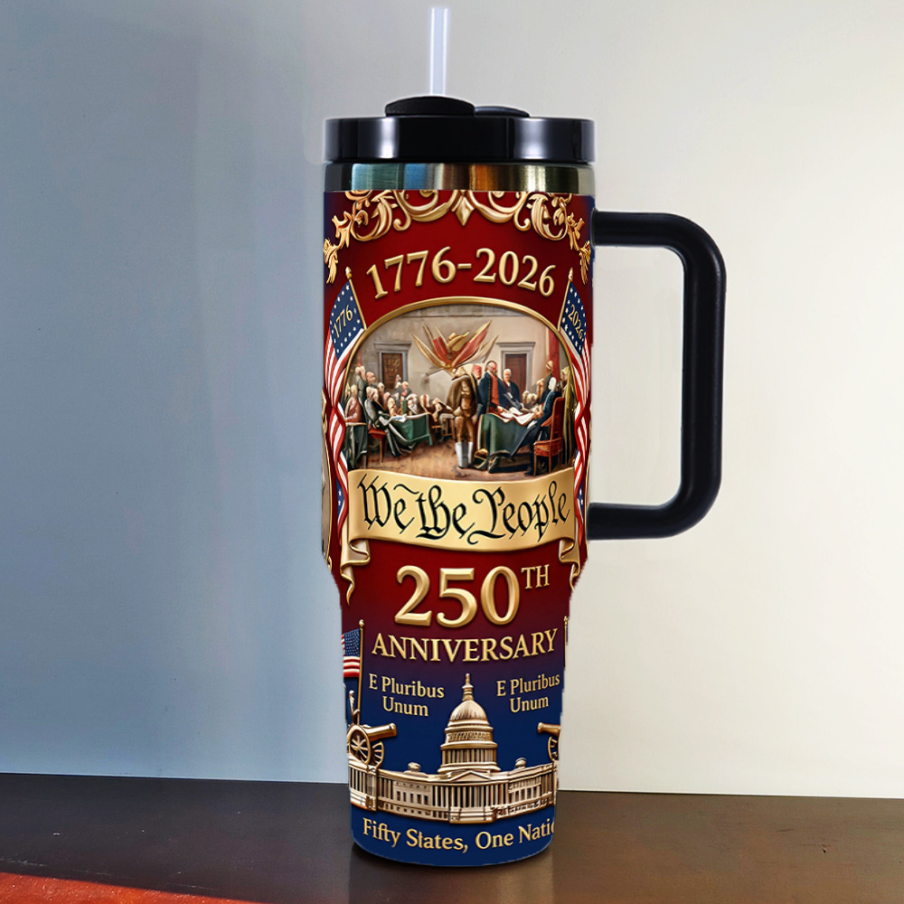 American Independence Day 250th Anniversary 40oz Insulated Tumbler Stainless Steel Cold Cup Car Cup