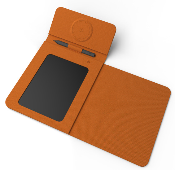 Foldable leather electronic writing pad stand wireless charging mouse pad compatible Apple Samsung Huawei phone watch