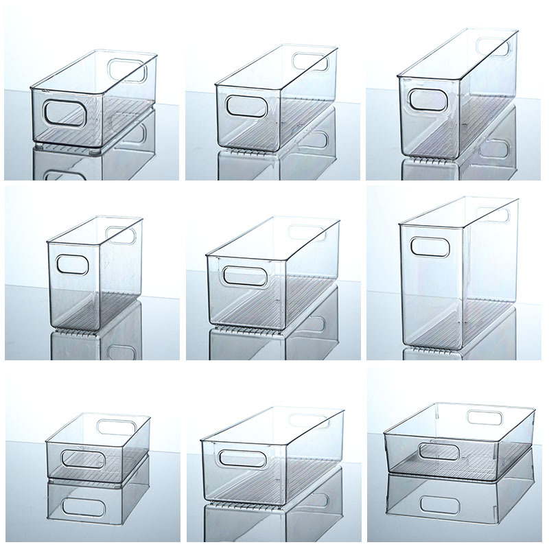 Desktop storage box, narrow and tall, transparent acrylic for snacks, kitchen, mirror cabinet, files, bathroom