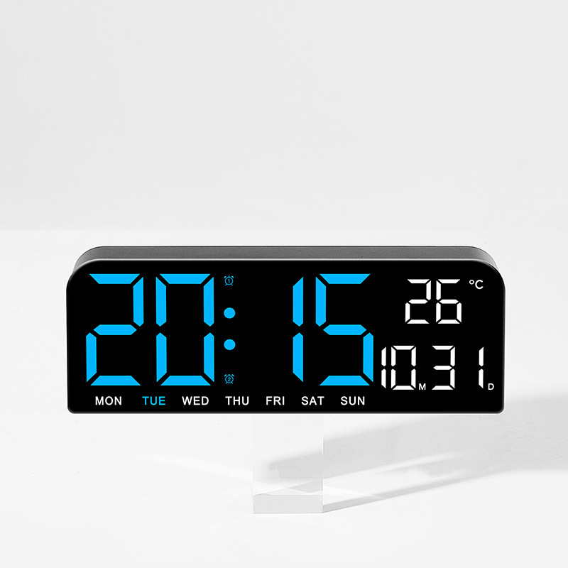 Color Screen Clock Simple LED Desk Clock Large Screen Wall Alarm Clock Multi-function Digital Clock Rectangular Large Font Clock