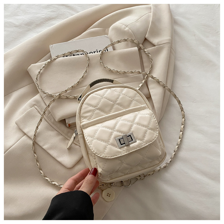 Niche mini backpack women 2026 new diamond grid chain casual multifunctional single shoulder bag