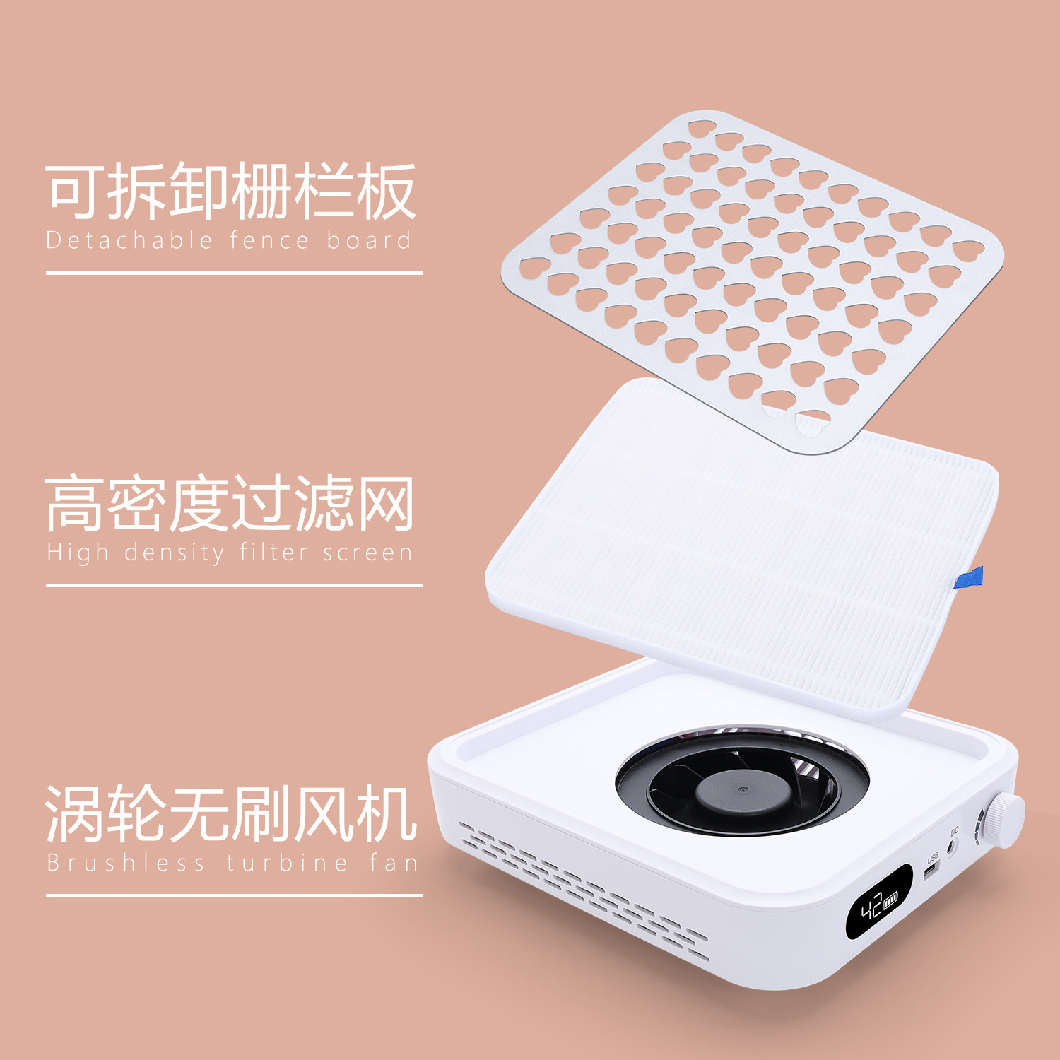 New Nail Dust Collector Silent High Power Brushless Fan Large Suction Desktop Dust Collector