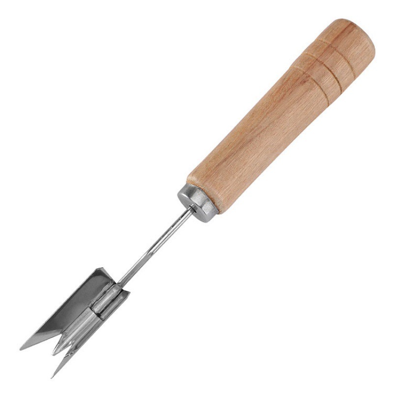 Pineapple knife wooden handle pineapple fork stainless steel pineapple peeler pineapple eye remover fruit knife special eye remover