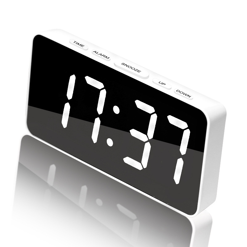 LED Digital Alarm Clock Silent Mirror Clock Multi-function Night Light Electronic Clock Lazy Clock Snooze Function