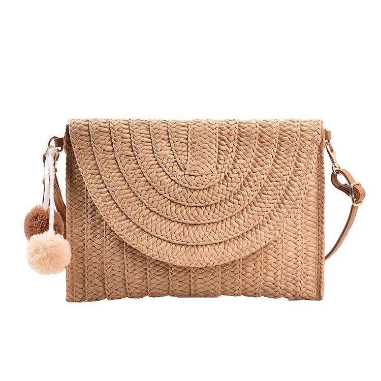 New Straw Bag Handwoven Bag Large Capacity Envelope Bag Single Shoulder Crossbody Bag Women's Vacation Beach Bag