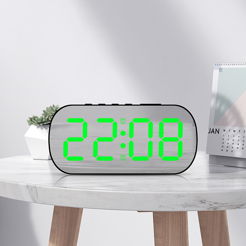 Simple LED Digital Electronic Clock Digital Desktop Small Alarm Clock Student Children Mirror Alarm Clock 6637