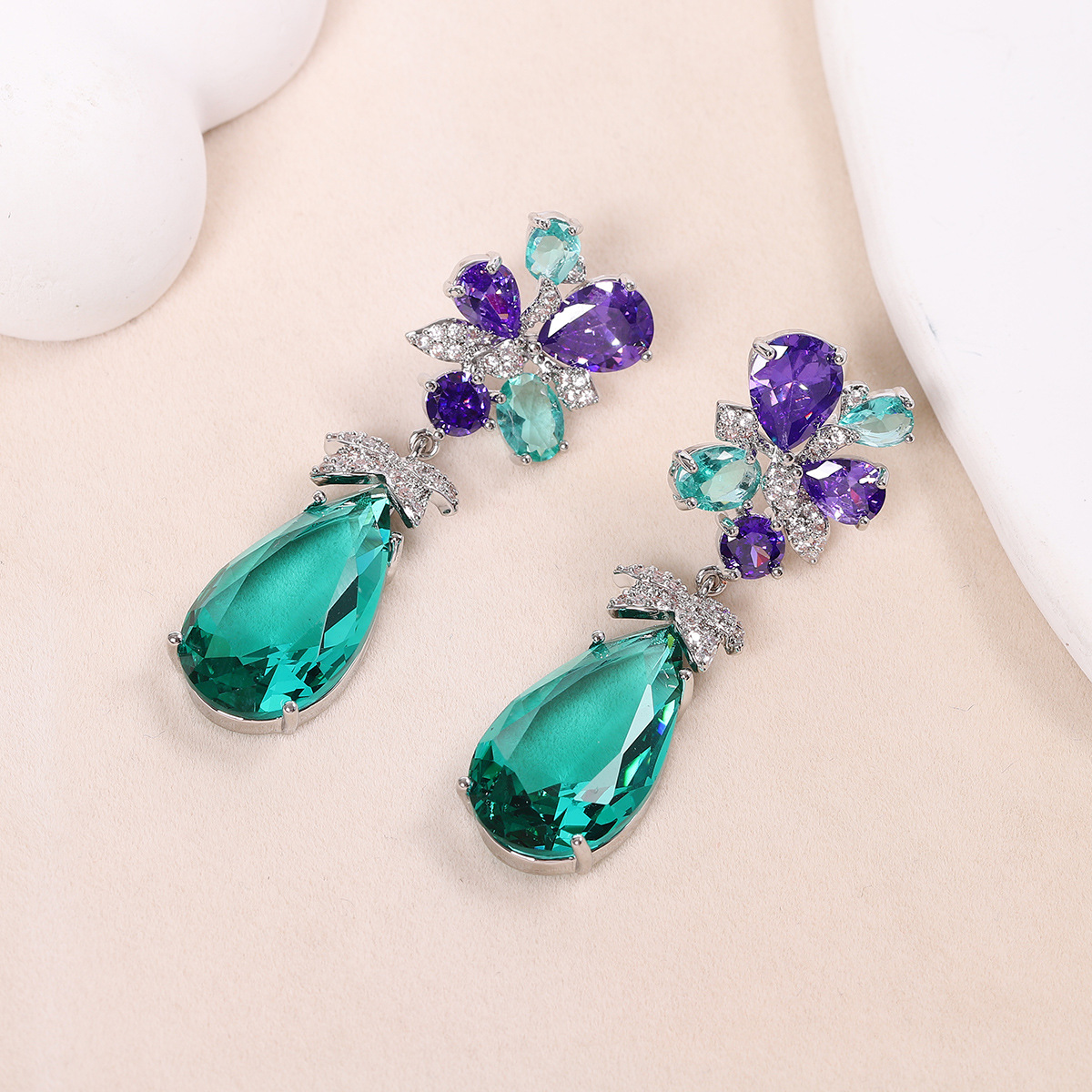 Simple earrings micro-set zircon ear accessories bridal wedding dress teardrop earrings