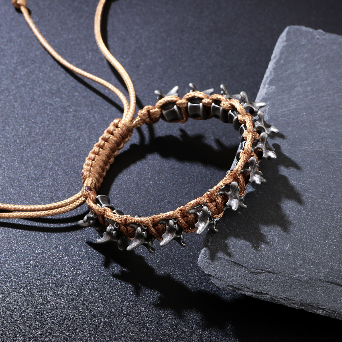 New Punk Alloy Dragon Bone Men's Woven Bracelet Adjustable Size Bracelet