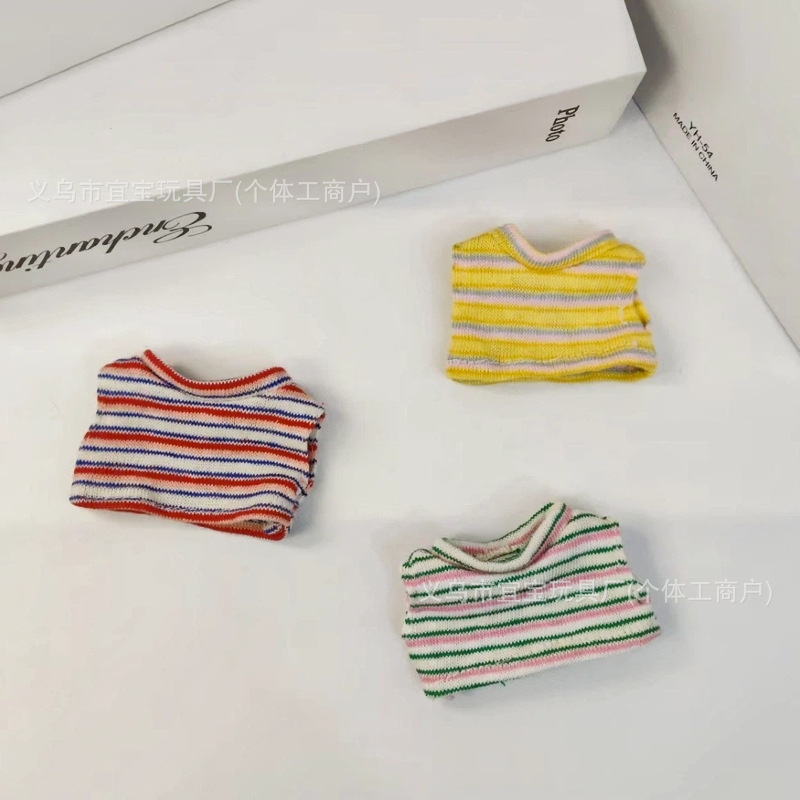 New Long Leg Kitty Clothes Summer Striped Vest T10cm Cotton Doll Short Sleeve Shorts Crying Doll Plush Toy