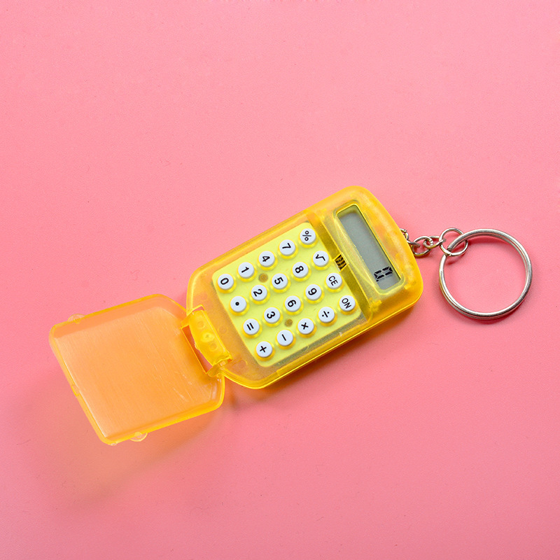 Transparent Mini Calculator Pocket Flip Calculator Student Portable Keychain Pendant Calculator