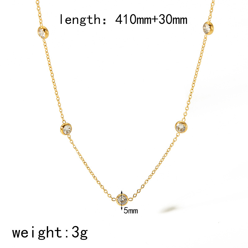 18k gold zircon titanium steel necklace long sweater chain锁骨链 exclusive supply