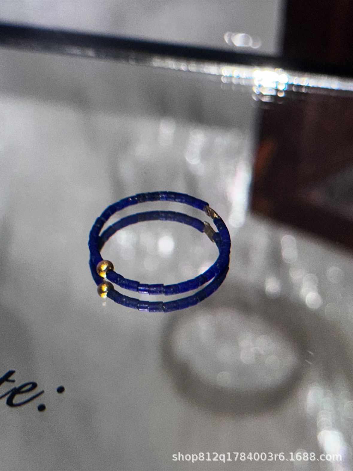 Ultra-fine 1mm lapis lazuli Klein blue S925 sterling silver ring hand-made tattoo sense plain ring for women