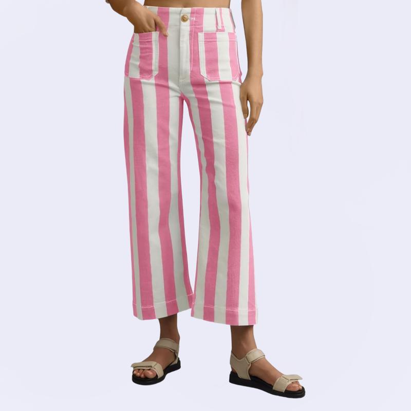 2026 Independent Station New Summer Striped Print Casual Women's Jeans