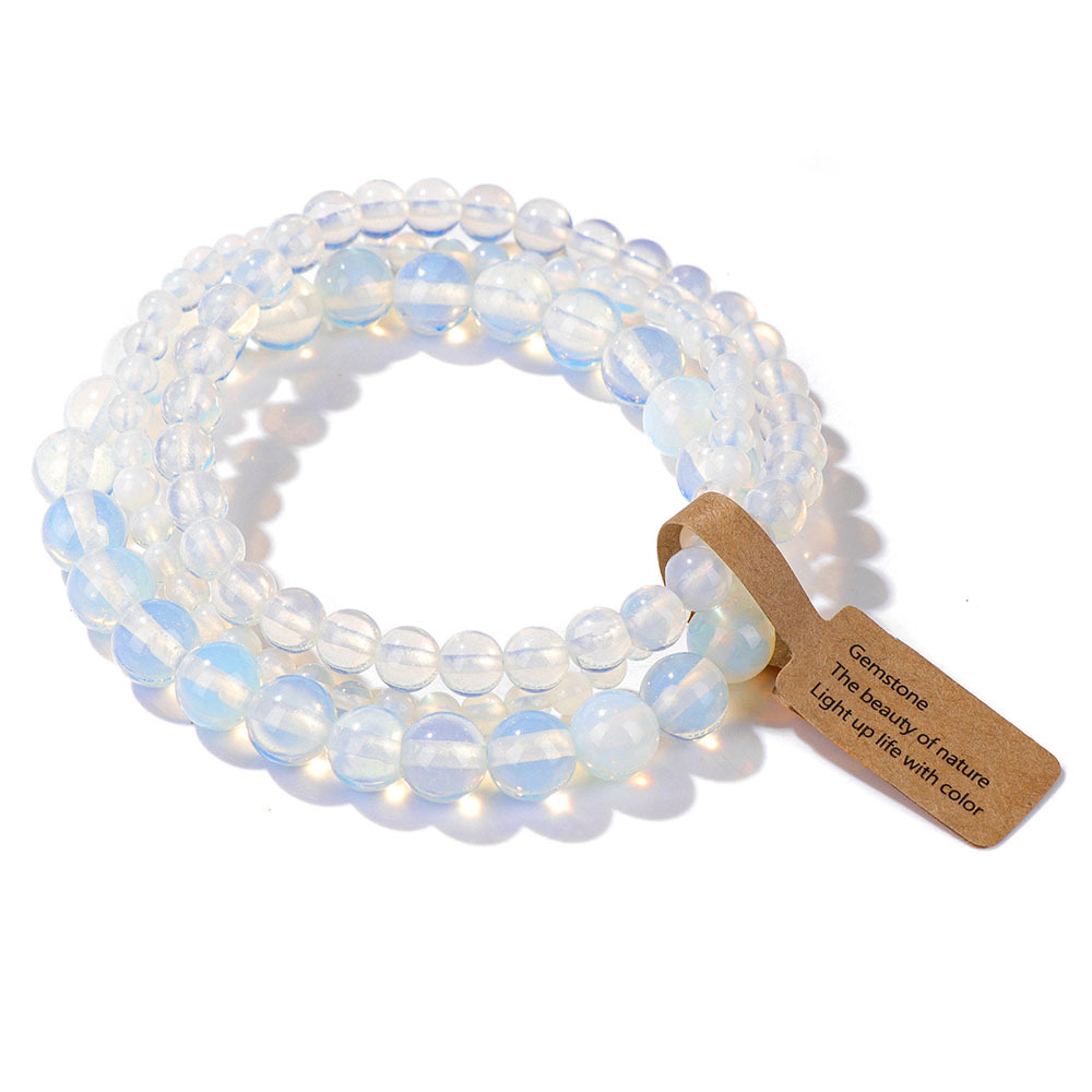 4mm/6mm/8mm three-piece bracelet set stone beads elastic rope simple label set unisex hand jewelry