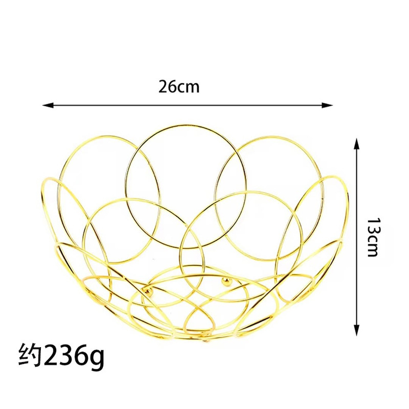 Home kitchen storage basket European-style round fruit basket electroplated gold and silver iron fruit basket