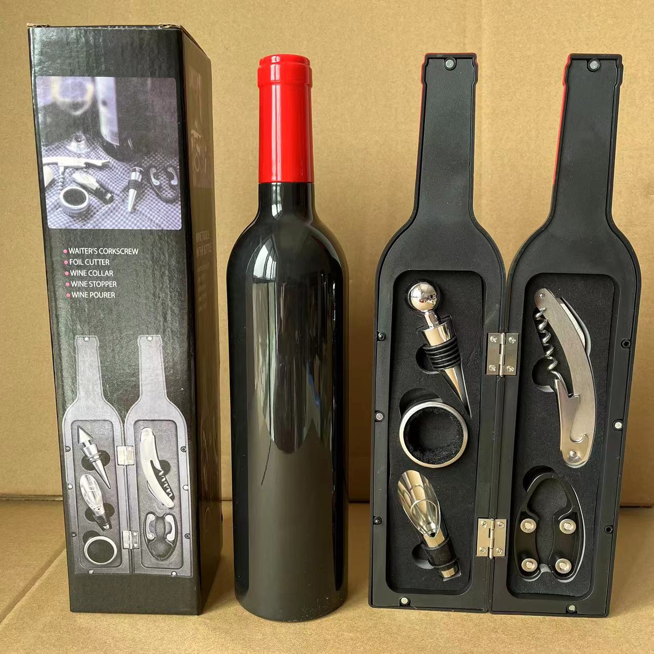 Red Wine Tool Red Head Matte Bright Large Wine Bottle Five-Piece Set Red Wine Tool Box Opener Wine