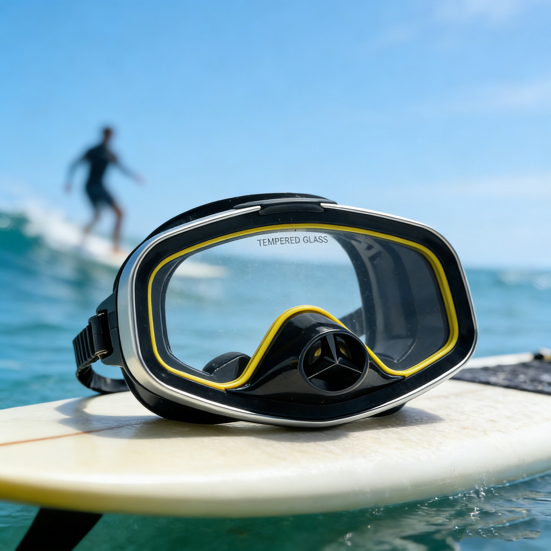 Professional valve diving mask silicone large frame adult beachcombing lightweight tempered glass snorkeling mask