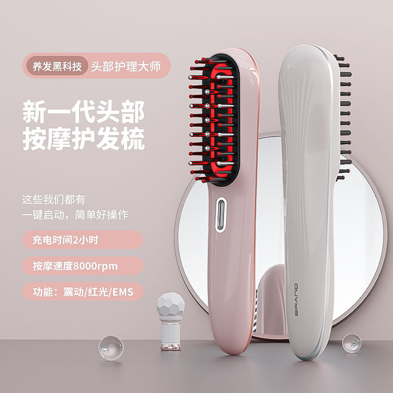 DEM Electric Massage Comb Head Scalp Applicator Instrument EMS Microcurrent Red Light Essence Import Conduction Comb