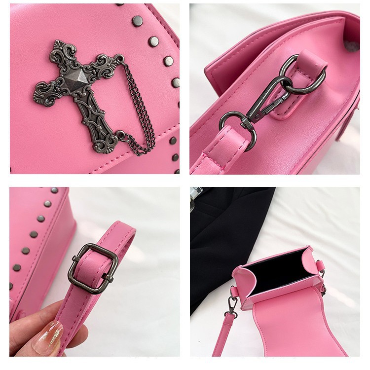2025 Cross Skull Geometric Single-Shoulder Underarm Bag, Textured Shoulder Bag