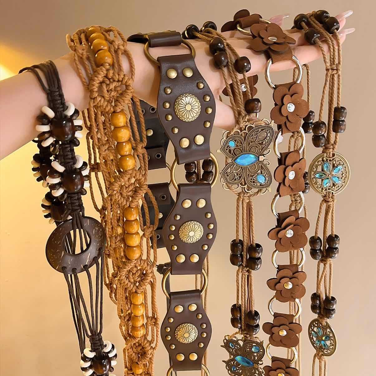 Bohemian ethnic style butterfly belt for women dress waist decoration waist chain accessory