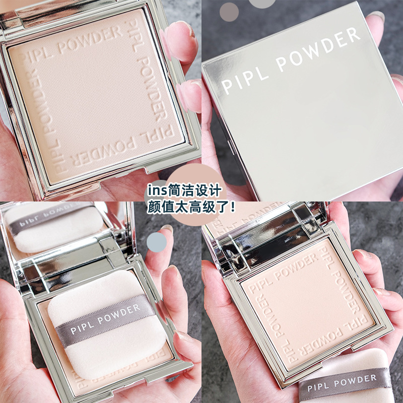 PIPL Powder Compact Lightweight Conceal Contour Wet Dry Dual Use Moisturizing Setting Powder Waterproof