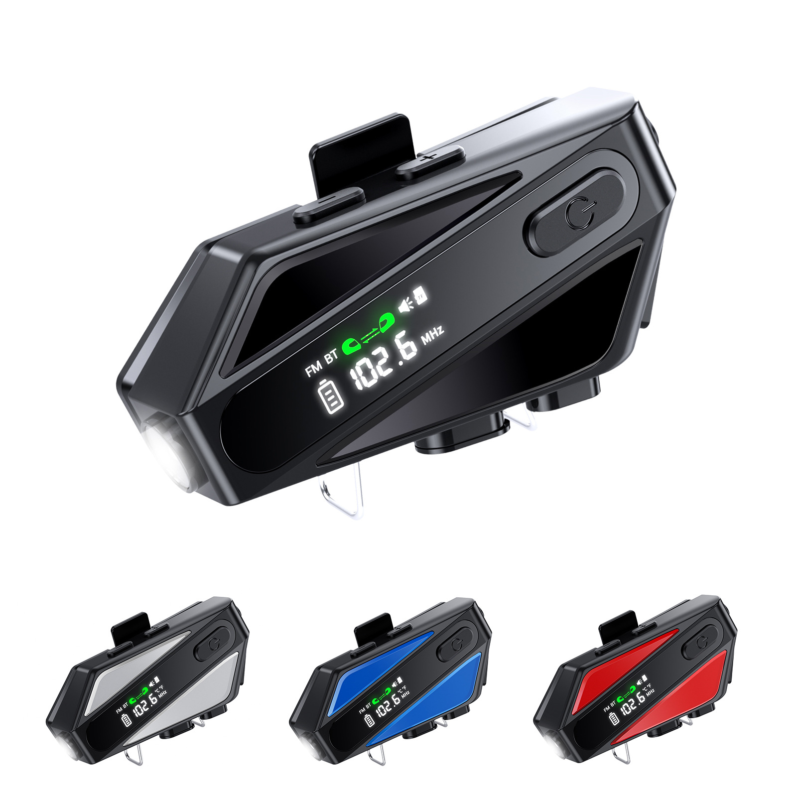 Private Mold C6 Cycling Dual Intercom Motorcycle Helmet Headset with LED Light Waterproof Digital Display Bluetooth Headset