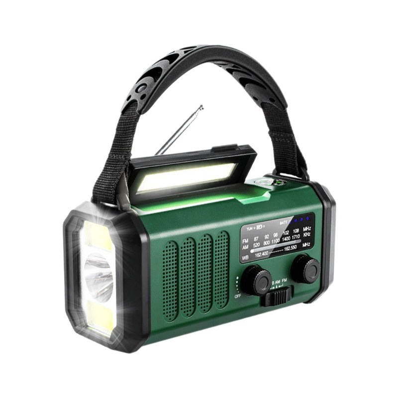 Disaster emergency solar hand-crank radio flashlight hand-crank emergency power generation USB charging 10000