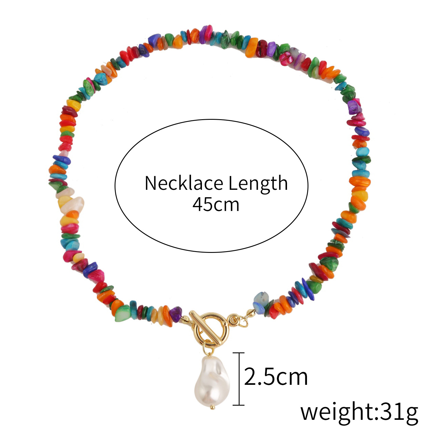 Dopamine colorful gravel necklace handmade bead Bohemian style natural stone necklace