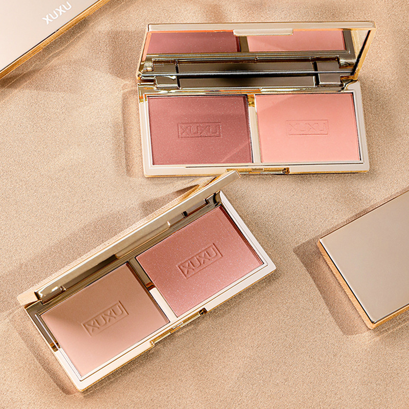 XUXU Flower Fairy Two-Color Blush Matte Natural Contour Rouge Sunburn Look 2022 New Blush Palette