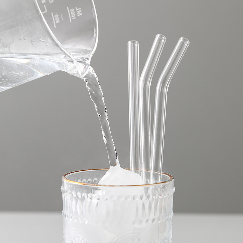 High Borosilicate Transparent Glass Straw Heat-Resistant Durable Set Non-Disposable Pregnant Women Juice Drinking Straw Bendable Portable