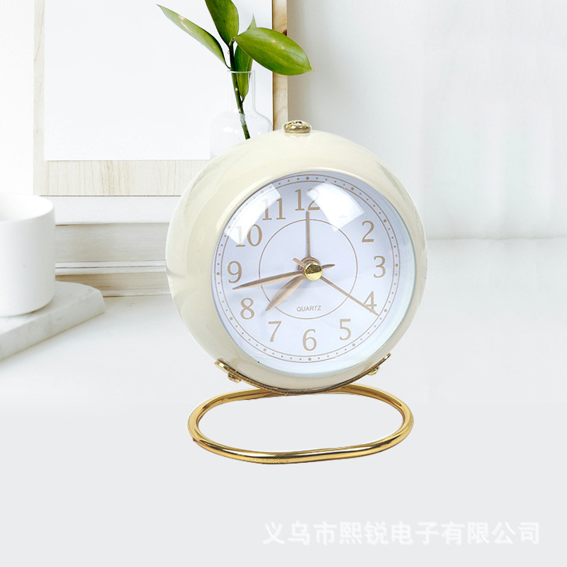 Metal Alarm Clock Dome with Night Light Children Student Desktop Bedside Silent Clock